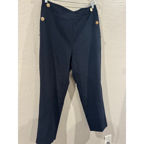 Zara Sailor High Waist Crop Pants Gold Button Detail XL - Picture 6 of 7